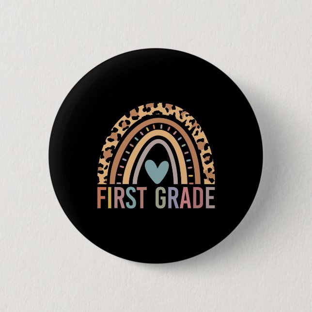 First Grade Rainbow Girls Boys Teacher Team 1st Gr Button (Front)