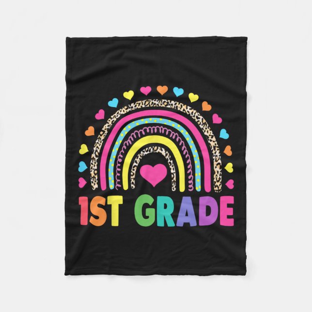 First Grade Rainbow Girls Boys Teacher Team 1st Gr Fleece Blanket (Front)