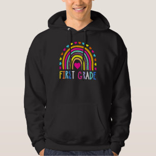 First Grade Rainbow Girls Boys Teacher Team 1st Gr Hoodie