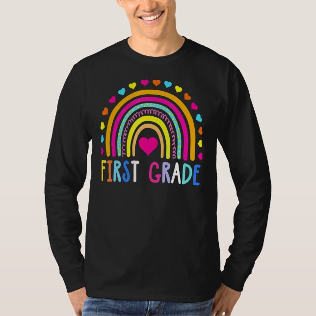 First Grade Rainbow Girls Boys Teacher Team 1st Gr T-Shirt (Front)