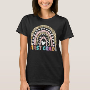 First Grade Rainbow leopard Children Teacher Team T-Shirt