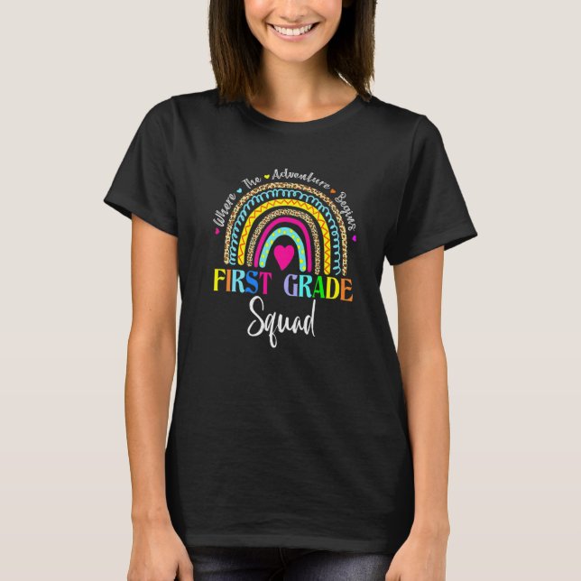 First Grade Rainbow Leopard Teacher Kid Team 1st G T-Shirt (Front)