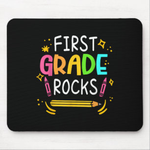 First Grade Rocks 1st Grade Kid First Day Of Schoo Mouse Pad
