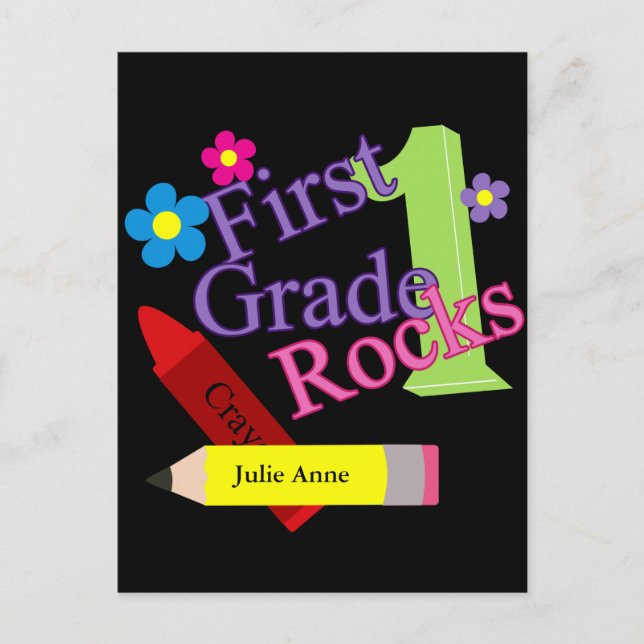First Grade Rocks For Girls Postcard (Front)