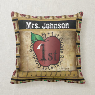 First Grade Rocks Teacher Throw Pillow