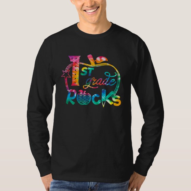 First Grade Rocks Tie Dye 1st Grade Teacher Back T T-Shirt (Front)
