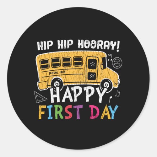 First Grade School Teacher Kids Back To School Bus Classic Round Sticker