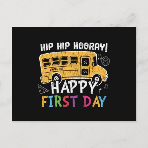 First Grade School Teacher Kids Back To School Bus Postcard