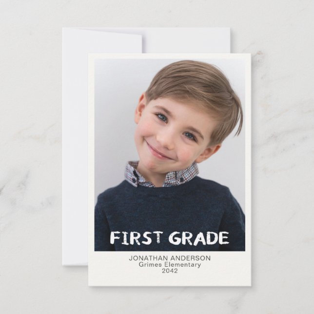 First Grade School Year Photo Keepsake Card (Front)