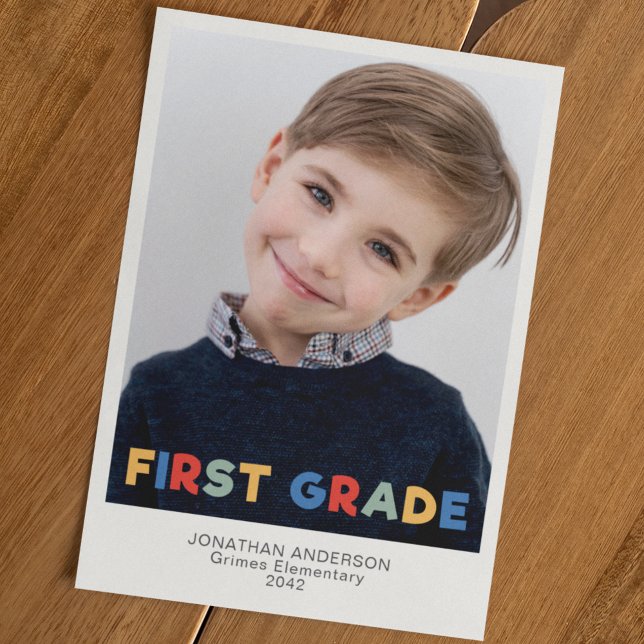 First Grade School Year Photo Keepsake Card (Creator Uploaded)