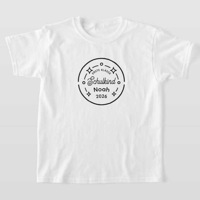 First Grade Schoolchild 2026 with Name Back to T-Shirt (Laydown)