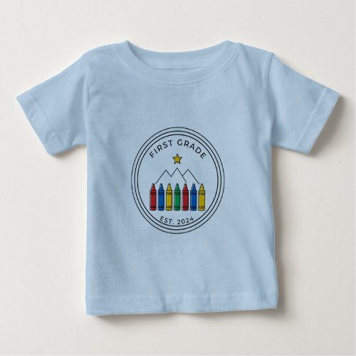 First Grade Shirt | Crayon Forest Mountain Design