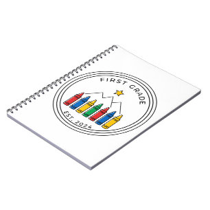 First Grade Shirt Crayon Forest Mountain Design Notebook