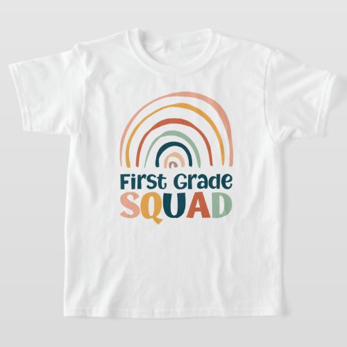 First Grade Squad colorful retro boho rainbow  T_Shirt