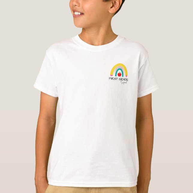 First GRADE Squad Rainbow teacher student school T-Shirt (Front)