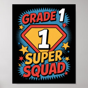First Grade Superhero Squad 1st Year Kids Back To Poster