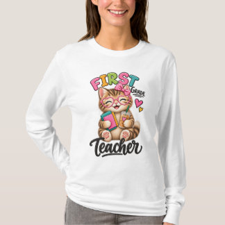 First Grade Teacher | Adorable Kitten T-Shirt