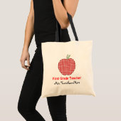 First Grade Teacher Bag - Red Gingham Apple (Front (Product))