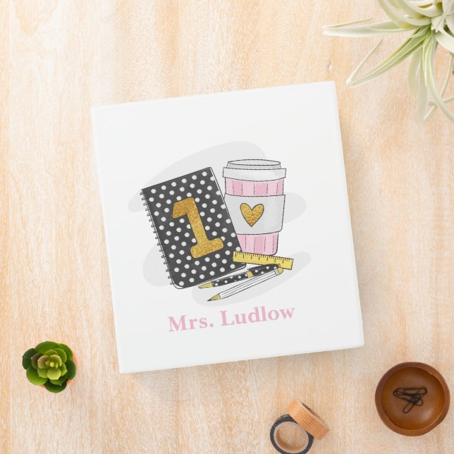 First Grade Teacher Black Book Appreciation Custom 3 Ring Binder (In Situ)