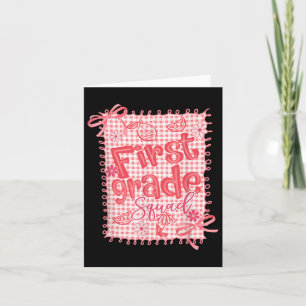 First Grade Teacher Coquette Bow Lemon First Day O Card