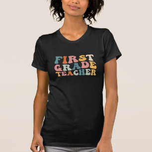 First Grade Teacher Retro Groovy T-Shirt