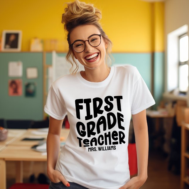  First Grade Teacher Simple Typography Design Tri-Blend Shirt (Creator Uploaded)