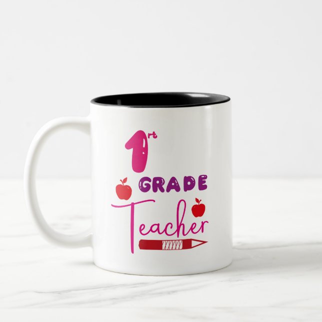 First Grade Teacher Two-Tone Coffee Mug (Left)