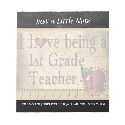 First Grade Teacher  Vintage Style Notepad