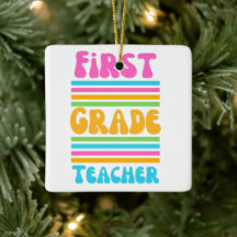 FIRST GRADE TEACHER Virbrant Colors Bubble Font