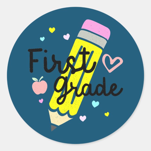 First Grade Team 1st Grade Back To School Teacher Classic Round Sticker (Front)