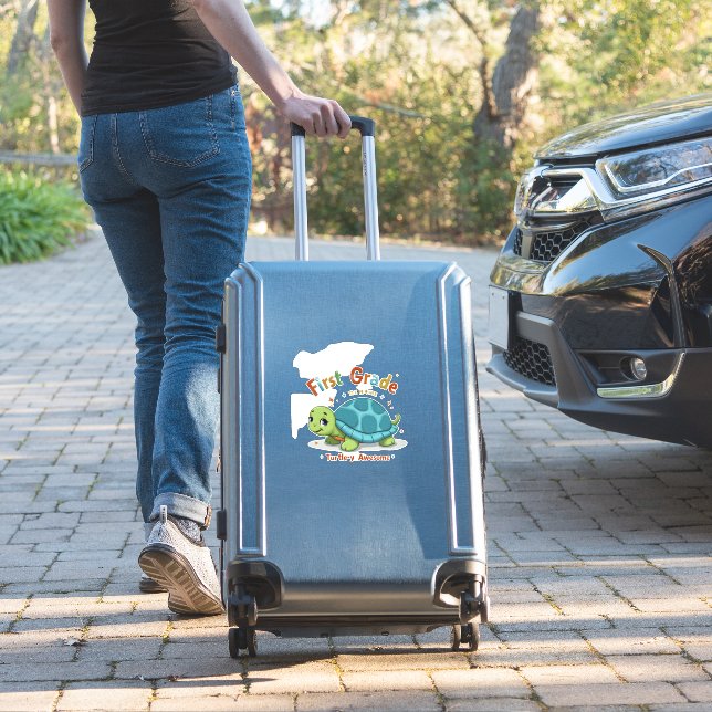 First Grade Turtle-y Awesome 1st Grade Back to Sch Sticker (Suitcase Insitu)