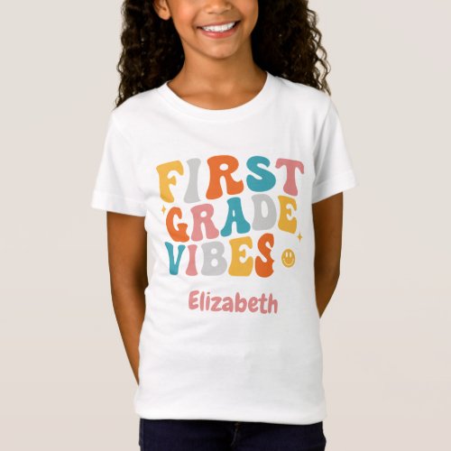 First Grade Vibes Groovy Back to School  T_Shirt