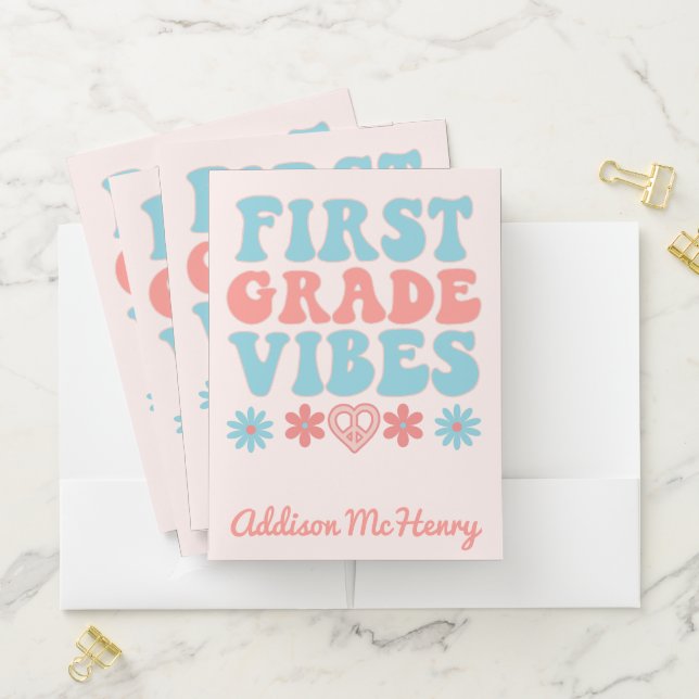 First Grade Vibes - Retro Back To School Pocket Folder (In Situ)