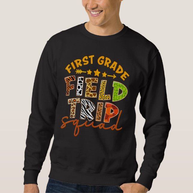 First Grade Zoo Field Trip Squad Matching Students Sweatshirt (Front)