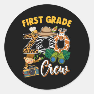First Grade Zoo Field Trip Squad Matching Teacher Classic Round Sticker