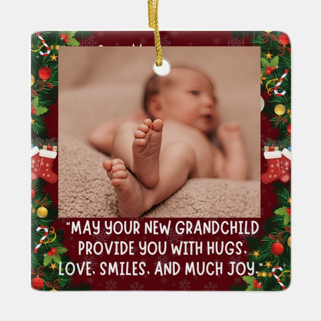 First grandchild ceramic ornament (Front)