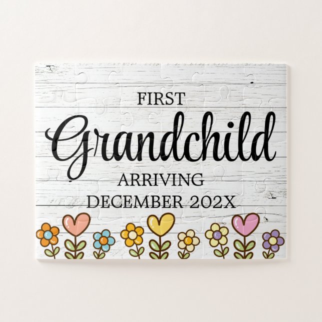 First Grandchild Grandparents Reveal Jigsaw Puzzle (Horizontal)