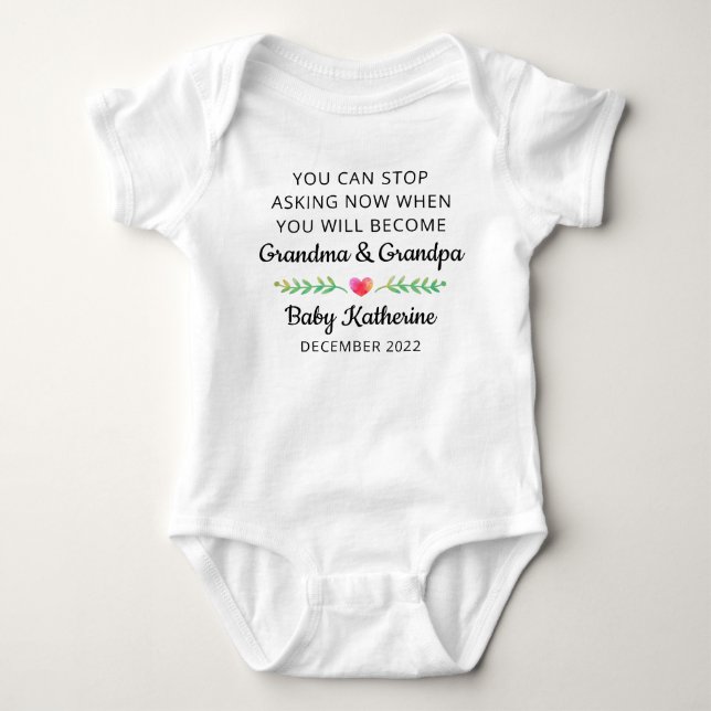 First Grandchild Pregnancy Announcement Baby Bodysuit (Front)