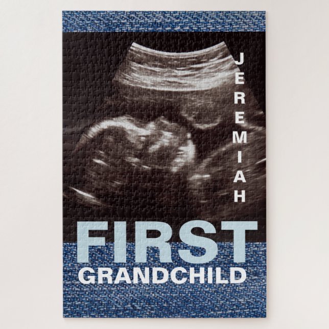 First Grandchild Ultrasound Photo Name Jigsaw Puzzle (Vertical)