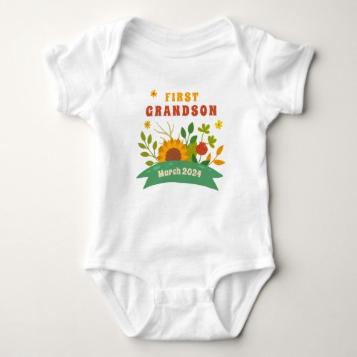 First Grandson Grandparent Pregnancy Announcement Baby Bodysuit