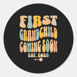 First Granhild Coming Soon 2026 Baby Announcement Classic Round Sticker