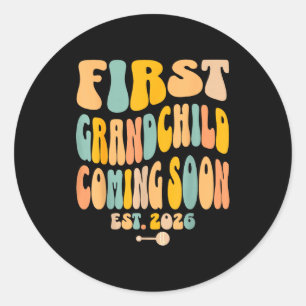 First Granhild Coming Soon 2026 Baby Announcement Classic Round Sticker