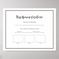 First Haircut Certificate Baby