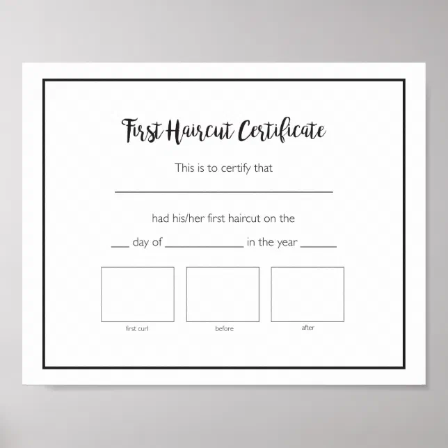 first-haircut-certificate-baby-poster-zazzle for Printable First Haircut Certificate Free First Haircut Certificate Baby Poster | Zazzle for Printable First Haircut Certificate Free
