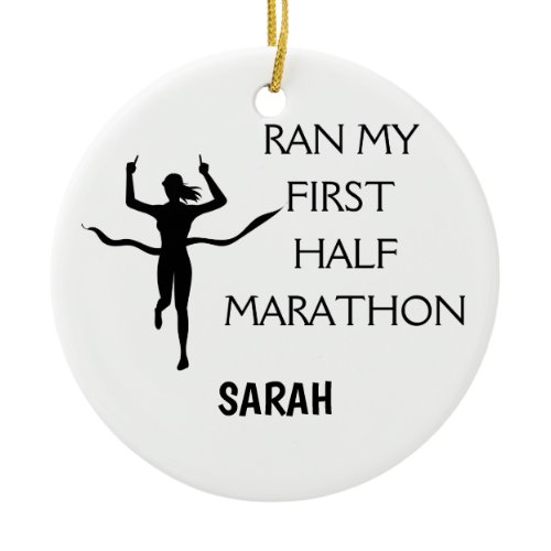 First Half Marathon Christmas Gift for Runners Ceramic Ornament
