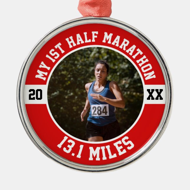 First Half Marathon Metal Ornament (Front)