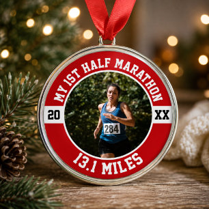 First Half Marathon Metal Ornament