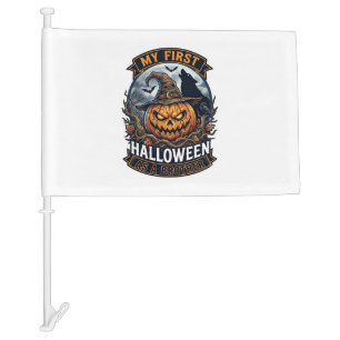 First Halloween As Brother Pumpkin Wolf Moon_1 Car Flag