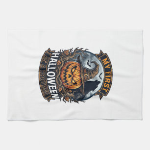 First Halloween As Brother Pumpkin Wolf Moon_1 Kitchen Towel