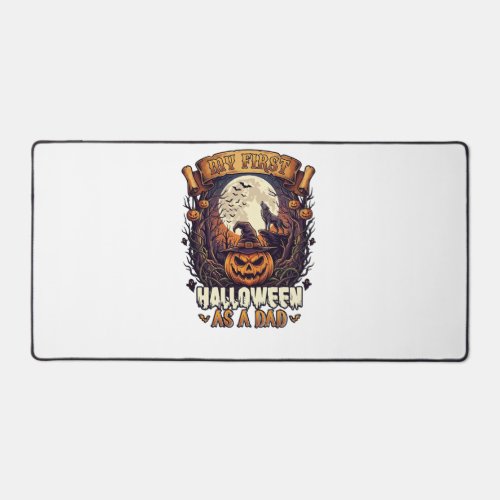 First Halloween As Dad Pumpkin Wolf Moon_1 Desk Mat